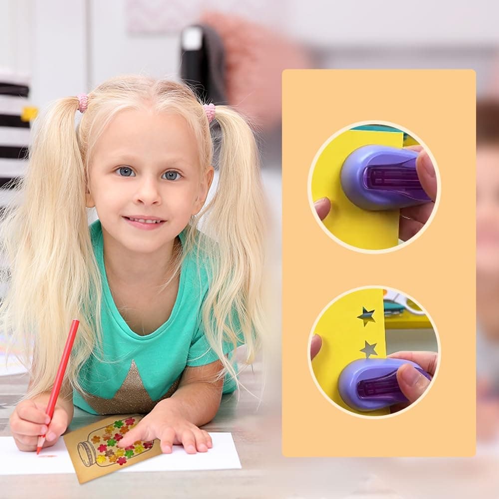 Wihacap Creative Kids DIY Puncher Craft Set, Craft Scissors
