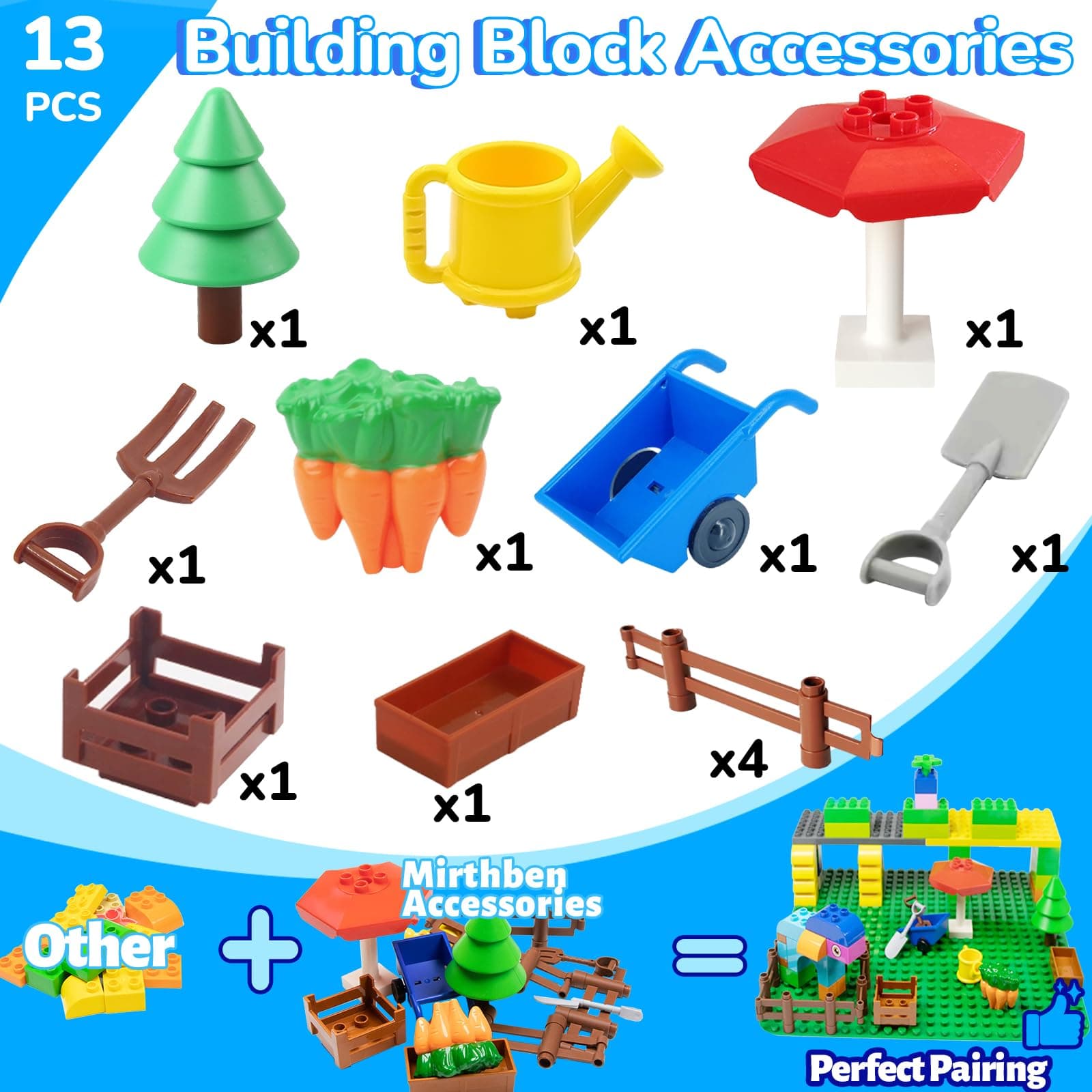 3-Piece Vehicle Building Blocks Set, Large Building Blocks Accessories with Fire Engine, Police Car, School Bus, Compatible with Duplo Bricks, Large Building Blocks Toy for Children