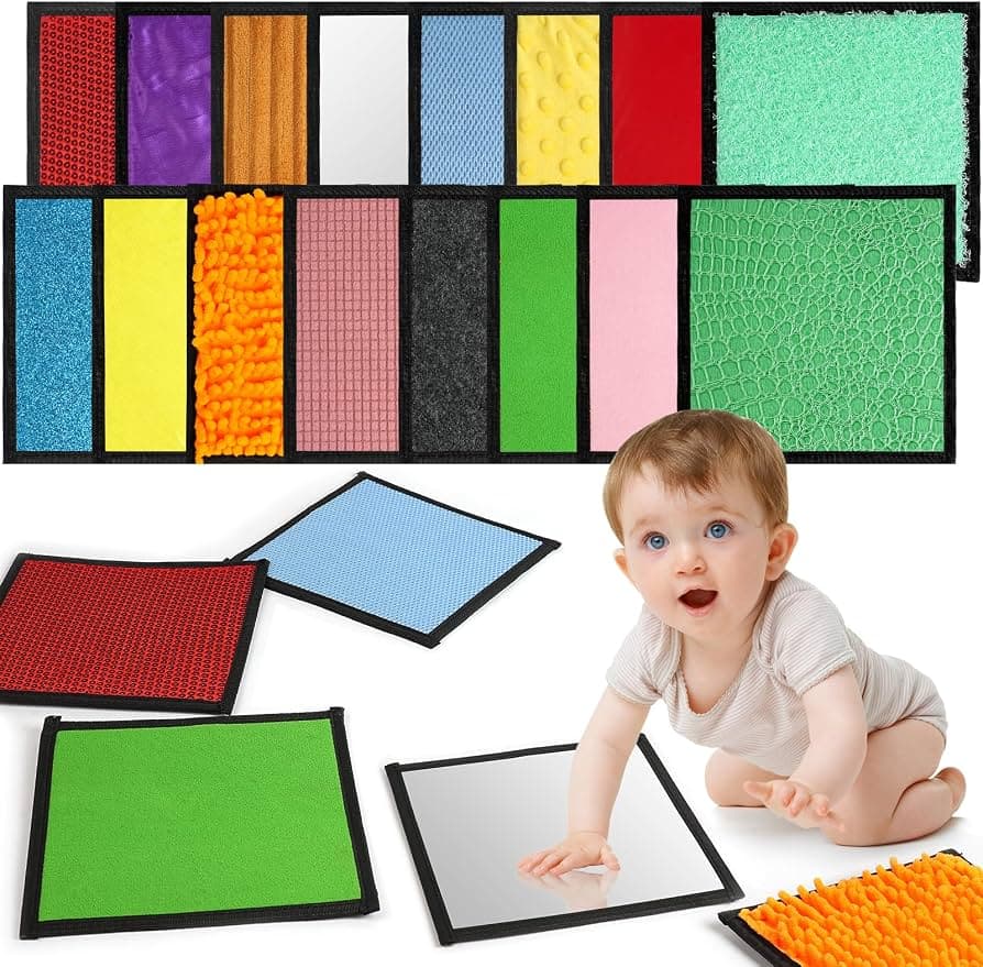 Vicloon 6 Pieces Sensory Mats for Children, Sensory Mats for Autistic Children, Tactile Discs, Multisensory Texture Toy, Set Feeling Game as Montessori Sensory Mats (Round)