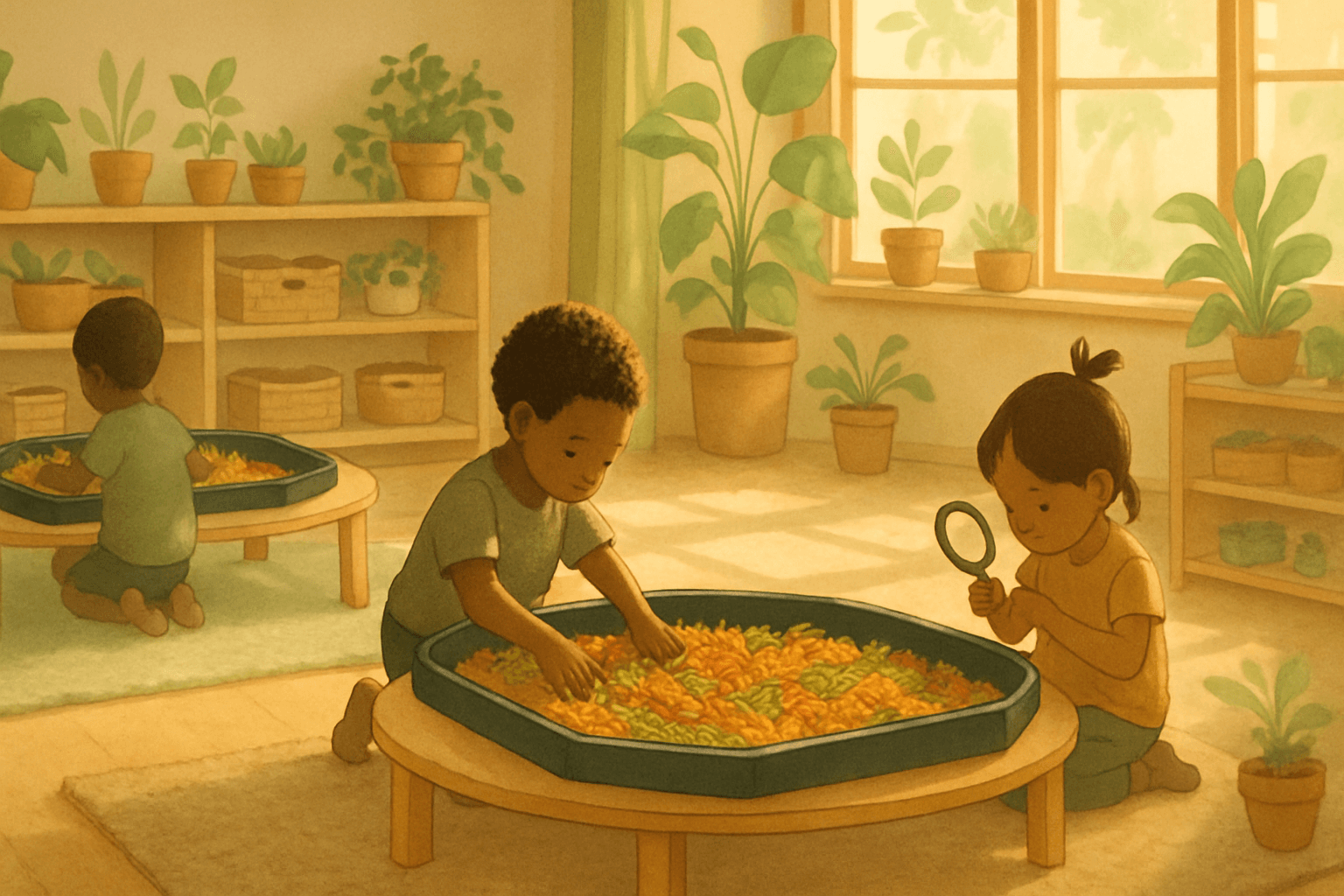 Sensory Activities: engaging colorful pasta play for children